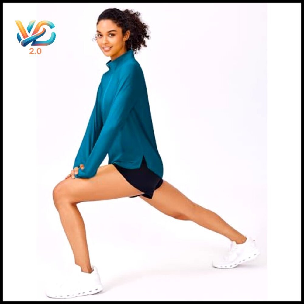 Long Sleeve Workout Top Half Zip Quick Dry Athletic Running Hiking Golf - Picture 3 of 7